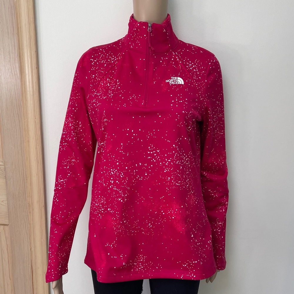 The North Face Womens Fushia Pink Speckle Half-Zip Pullover Sz Large